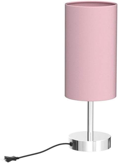 Yarra-Decor Bedside Lamp with USB Port - Touch Control Table Lamp for Bedroom 3 Way Dimmable Nightstand Lamp with Round Pink Fabric Shade for Living Room, Dorm, Home Office (LED Bulb Included)
