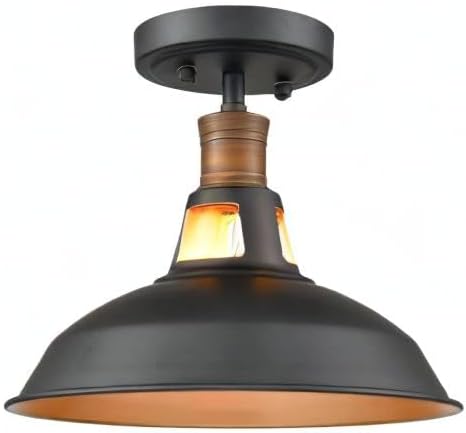 CLAXY Industrial Farmhouse Ceiling Light 1-Light Barn Ceiling Light Fixture Flush Mount for Bedroom Hallway Porch