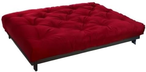 Mozaic Full Size 8-Inch Cotton Twill Gel Dual Memory Foam Futon Mattress, Red