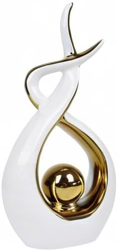 Norrclp Home Decor Modern Abstract Art Ceramic Statue Table Decorations for Dining Room Living Room Office Centerpiece (White and Gold, Large)
