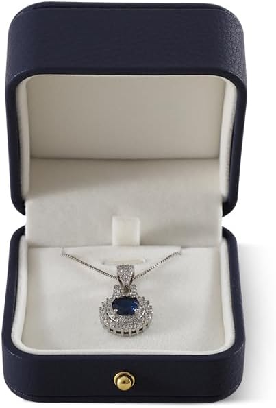 Necklace Box, Leather Gift Box,Premium Jewelry Boxes,Luxury Necklace Boxes For Jewelry Gift,Pendant (Dark Blue)