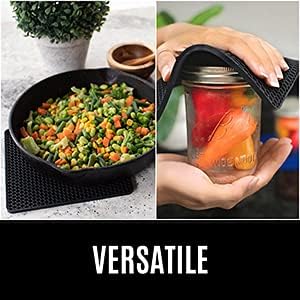 HOMWE Silicone Oven Mitts and Pot Holders, 4-Piece Set, Heavy Duty Cooking Gloves, Kitchen Counter Safe Trivet Mats, Advanced Heat Resistance, Non-Slip Textured Grip (Aqua Turquoise)