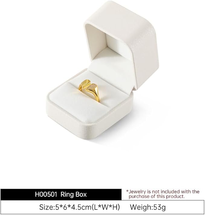 Ring Box Wedding Day, Leather Wedding Ring Box,Premium Engagement Ring Holder,Luxury Ring Display Case,White Jewelry Box