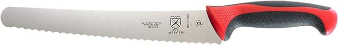 Mercer Culinary Millennia Color Handle Cutlery 10" Bread Knife (Wavy Edge Wide) Red