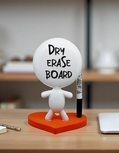 TITTO in Love, Draw Your Ideas - Halloween Gadgets Desk Gifts - Small Desktop Whiteboard Dry Erase - Ceramic Doll - Orange Office - Create Funny Faces (Orange)