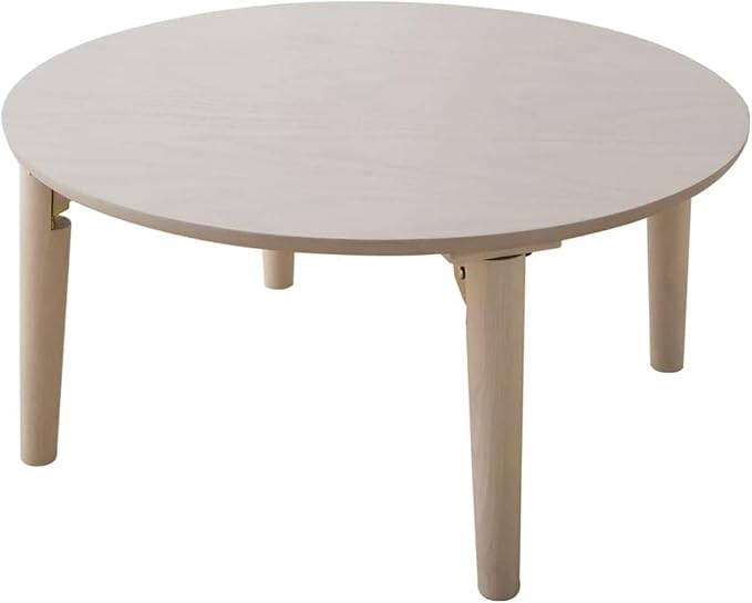 EMOOR Wood Folding Coffee Table Round (25.6") White, Floor Sitting Low Table Small Space Minimalist Japanese Tatami Room