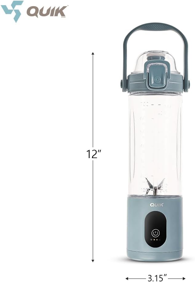 Portable Blender - Cordless 24oz. Personal Blender for Shakes and Smoothies, Licuadora, BPA Free - Ice Crush, Dishwasher safe parts, Waterproof, Triple Batteries, Juicer Cup (Gray)