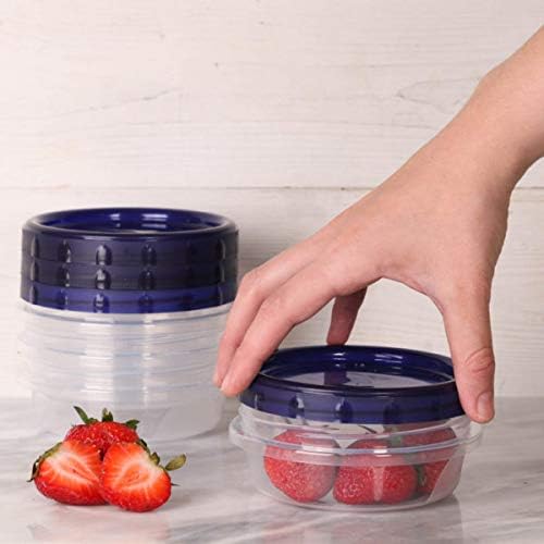 HomeyGear 12 Pack Small Twist Top Food Storage Containers Leak Proof, Airtight Storage Canisters with Screw & Seal Lids BPA Free, Stackable, Reusable Kitchen Essentials, Snack 8 Ounce