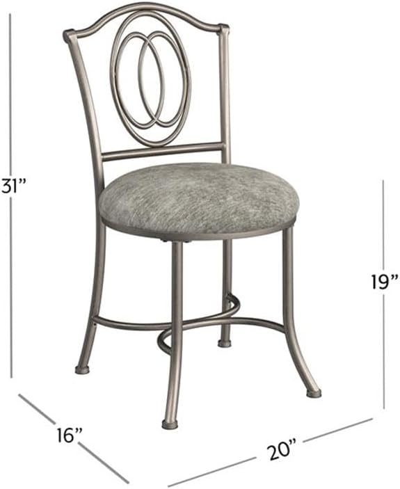 Hillsdale Emerson Metal Vanity Stool, Silver, 51053A