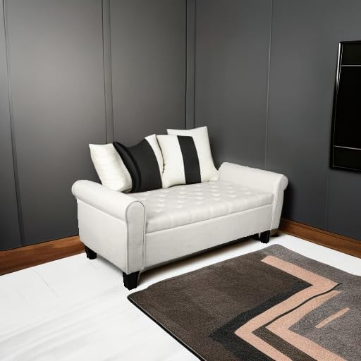 Storage Ottoman Bench with Arms, End of Bed Bench for Bedroom, Button Tufted Storage Bench for Entryway, Living Room,Hallway, Large Storage Bench Foot Rest (Beige)