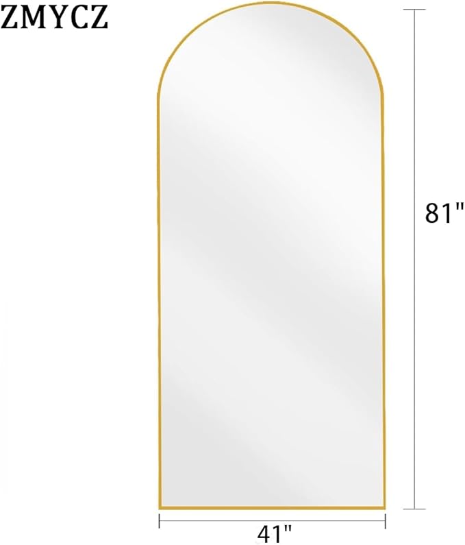 Floor Length Mirror, 81"x41" Arch Full Length Mirrors Full Length Hanging or Leaning with Stand, Wall Mounted Mirrors, Arched-Top Body Mirror with Aluminum Frame for Bedroom (Gold)