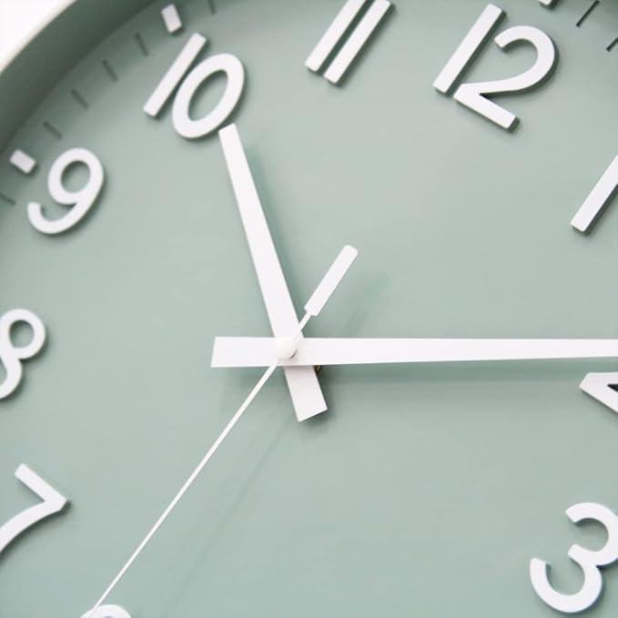 HZDHCLH Green Wall Clocks Battery Operated,12 inch Silent Non Ticking Modern Wall Clock for Living Room Bedroom Kitchen Office Classroom Decor