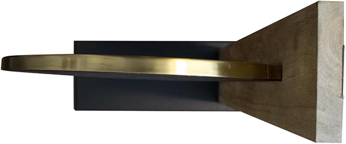 Howard Elliot Skoda Round Table Top Mirror with Stand, Table Desk Vanity Makeup Mirror with Stainless Steel Brushed Brass Frame & Mango Wood Base, Modern Accent Mirror Decor, Brass, 28.5 x 18 Inch