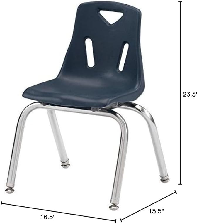 Berries Jonti-Craft 8144JC1112 Stacking Chair with Chrome-Plated Legs, 14" Height, Navy