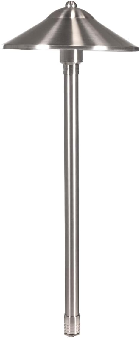 VOLT Max Spread 12V Stainless Steel Path Light (25" Tall, 9" Shade) with 3W 2700K Warm White G4 LED Bulb for Low Voltage Landscape Lighting on Outdoor Pathway, Walkway, Garden, Driveway or Patio