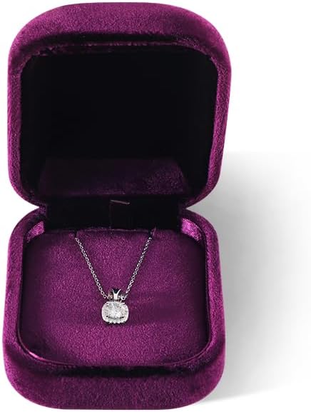 Resilient Velvet Ring Earrings Bracelet Necklace Display Box, Travel Mini Jewelry Organizer Case (Purple, Necklace Box)