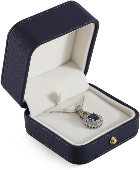 Necklace Box, Leather Gift Box,Premium Jewelry Boxes,Luxury Necklace Boxes For Jewelry Gift,Pendant (Dark Blue)