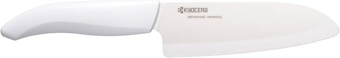 Kyocera Revolution 5-1/2-inch Santoku Ceramic Knife, White Handle, White Blade, 5.5-inch
