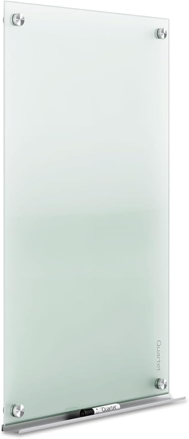 Quartet Whiteboard, Glass Dry Erase Board, Non-Magnetic, 36"W x 24"H, Infinity Frameless Mounting, Frosted Surface, Accessory Tray, and 1 Dry Erase Marker (G3624F)