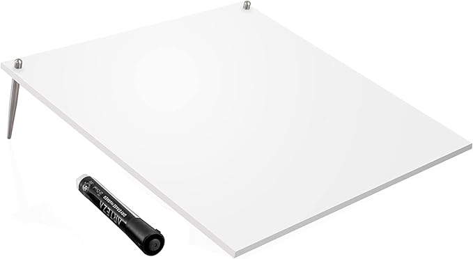Desk Dry Erase Board with Erasable Marker | White, Black, Clear Acrylic Whiteboard Surface | Angled Writing Tablet | Personal Organizer with Daily Schedules | Weekly to-Do Lists (White - 12x12)