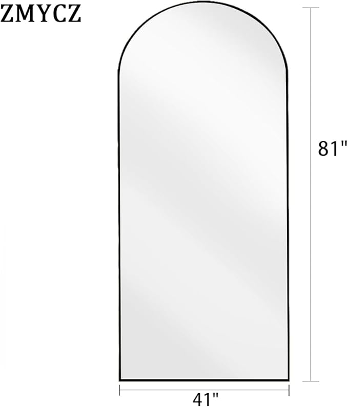 Floor Length Mirror, 81"x41" Arch Full Length Mirrors Full Length Hanging or Leaning with Stand, Wall Mounted Mirrors, Arched-Top Body Mirror with Aluminum Frame for Bedroom(Black)