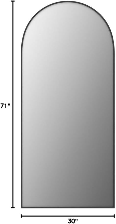 Koonmi 30"x71" Arched Full Length Mirror, Black Large Floor Mirror with Aluminum Alloy Frame Standing Hanging or Leaning Wall-Mounted Full Body Mirror for Living Room and Bedroom