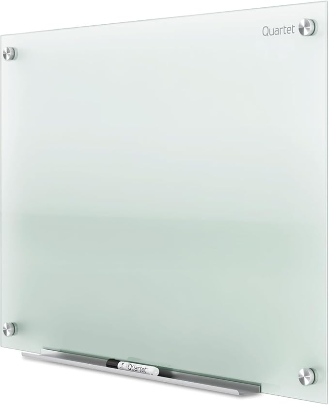 Quartet Whiteboard, Glass Dry Erase Board, Non-Magnetic, 36"W x 24"H, Infinity Frameless Mounting, Frosted Surface, Accessory Tray, and 1 Dry Erase Marker (G3624F)