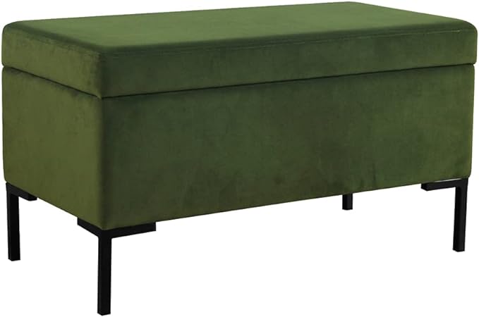 HomePop Upholstered Storage Bench with Metal Leg Home Décor|Bench with Storage for Living Room & Entryway - Blush Green