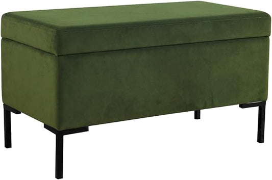 HomePop Upholstered Storage Bench with Metal Leg Home Décor|Bench with Storage for Living Room & Entryway - Blush Green