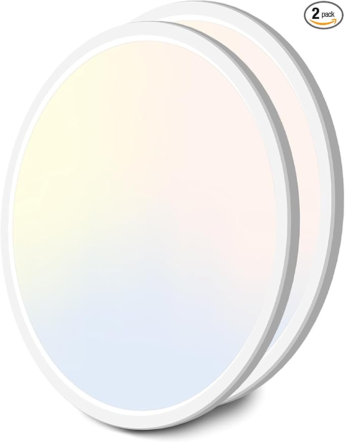 zemty 2Pack 16.5 Inch LED Ceiling Light Flush Mount, 36W 4200lm Super Slim Flush Mount Ceiling Light Fixtures, 3000K/4500K/6000K Selectable Ceiling Lamp for Bedroom Kitchen Living Room (White)