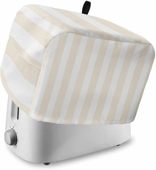 Toaster Cover 2 Slice Cream Stripes Toaster Oven Cover with Pockets White Vertical Striped Dustproof Bakeware Protector Small Kitchen Appliance Dust Covers and Fingerprint Protection for Women