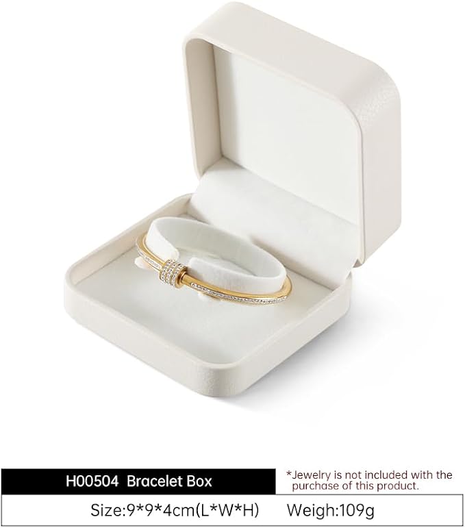 Bracelet Box, Leather Gift Box For Women,Premium Jewelry Boxes,Luxury Bangle Box (White)