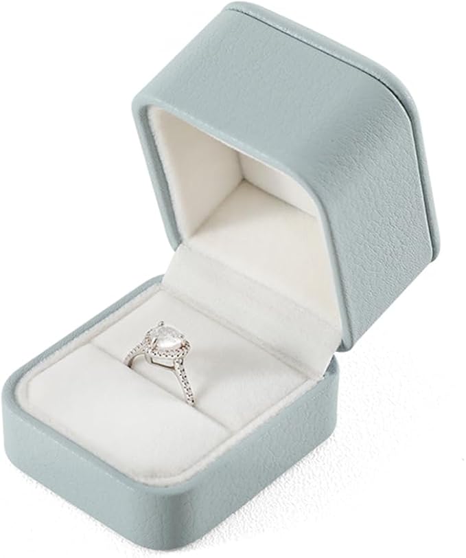 Engagement Ring Box Leather Jewelry Gift Boxes,Teal Jewelry Box,Luxury Engagement Ring Boxes，Premium Jewelry Box For Rings