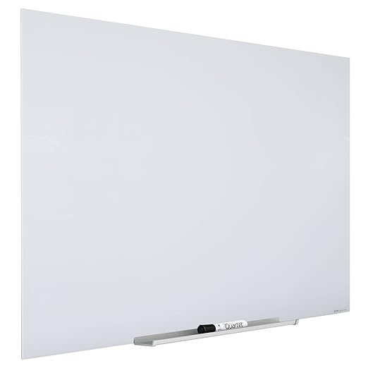 Quartet Glass Whiteboard, Magnetic Dry Erase Board, Wall Mounted Whiteboard for Office, School and Home, 48" W x 48" H, White (Q25F02IMW)
