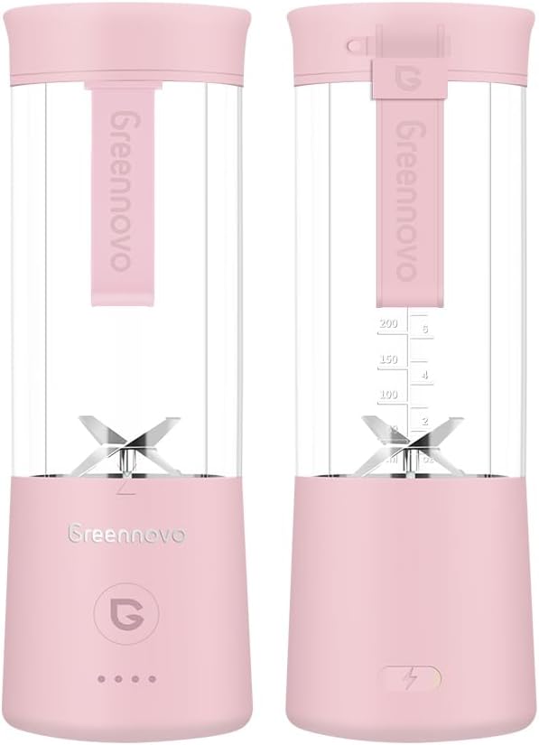 Portable Blender 500ml Personal with 6 Sharp Blades Rechargeable 5000mAh 18000-22000rpm Power for Shakes & Smoothies, BPA Free, for Kitchen, Office, Gym, Hiking (pink)