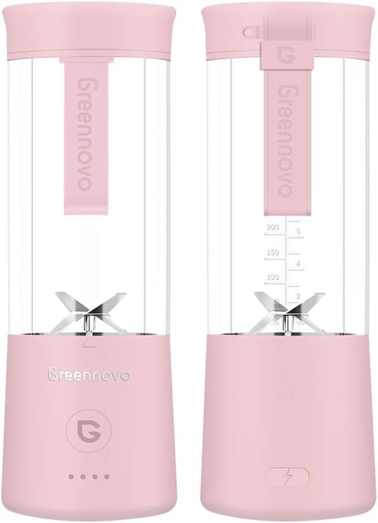 Portable Blender 500ml Personal with 6 Sharp Blades Rechargeable 5000mAh 18000-22000rpm Power for Shakes & Smoothies, BPA Free, for Kitchen, Office, Gym, Hiking (pink)