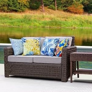 JMGBird Outdoor Cushion Tufted Pillow, Deep Seat Outdoor Chair Cushion 22"x22" Patio Cushions for Outdoor Furniture Grey