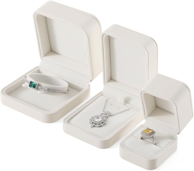 Necklace Box, Leather Jewelry Boxes,Beige Jewelry Gift Boxes,Luxury Jewelry Gift Box，Premium Jewelry Display Box For Jewellery Store