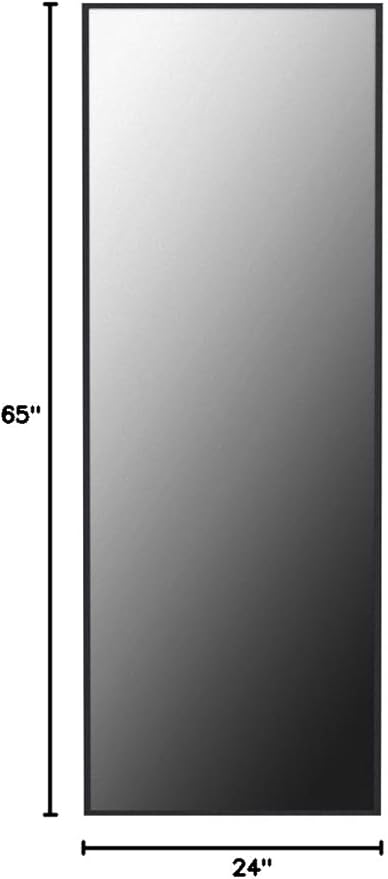 Beauty4U 65" x 24" Full Length Mirror with Stand, Black Wall Mounting Full Body Mirror, Metal Frame Full-Length Tempered Mirror for Living Room, Bedroom