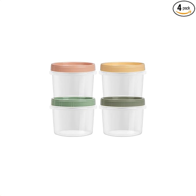 8 Oz Small Food Containers with Lids, 4 Pack, 1-Cup Reusable Snack Containers with Screw Top for Food Small Portions Meal Prep Freezer Storage, Microwave Freezer Dishwasher Safe, 4 Colors