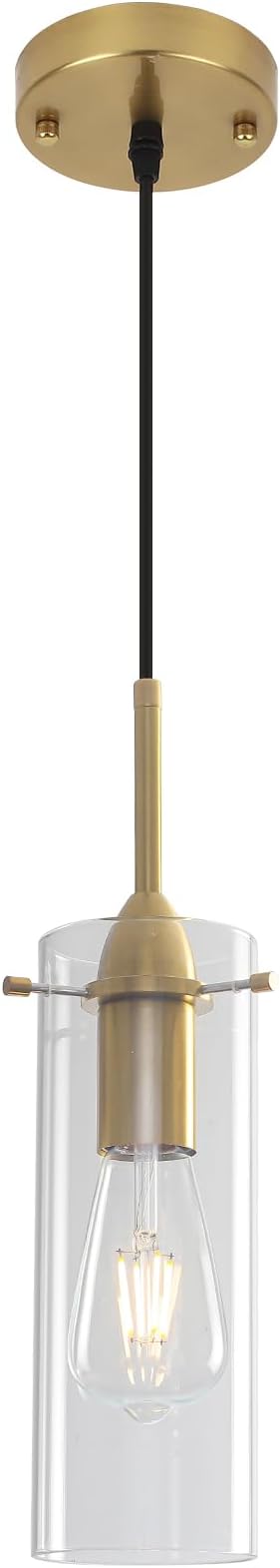 Blown Glass Pendant Light, Gold Pendant Light Kitchen Island 1 Pack, Glass Kitchen Pendant Lights, Island Pendant Lights for Kitchen, Living Room, Dining Room, Bar