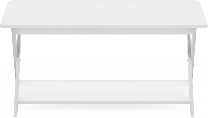 Furinno Modern Simplistic Criss-Crossed Coffee Table, White