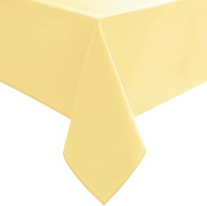 Hiasan Light Yellow Tablecloth for Rectangle Tables - Waterproof Washable Polyester Fabric Table Cloth for Buffect Dining Birthday Party Wedding, 54 x 108 Inch