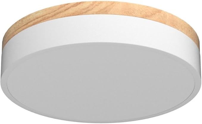Dimmable Wood LED Flush Mount Ceiling Light, 5CCT 2700K-6000K Modern Round Close to Ceiling Lighting Fixtures, Minimalist White Ceiling Lamp for Bedroom, Kitchen, Hallway, Laundry Room
