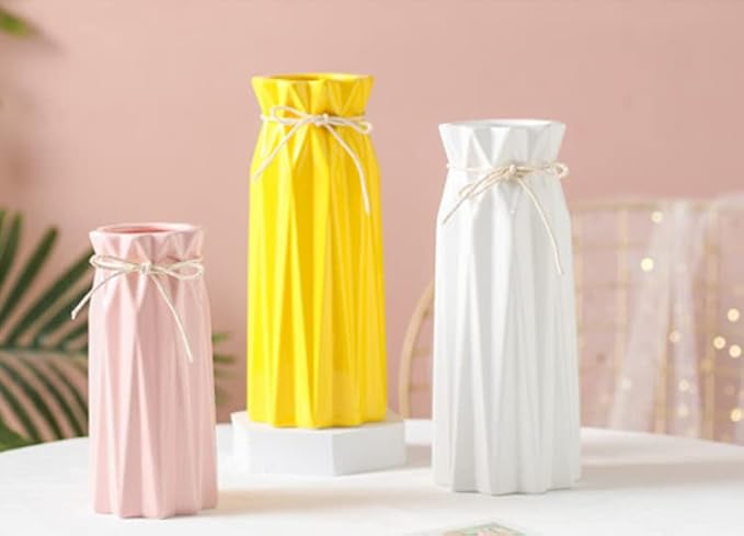 Ceramic Pink Vase Flower Vase for Home Decor Modern Style 9.5 inch Tall Vase for Table Shelf Home Decor Vase for Fireplace Bedroom Kitchen Living Room Wedding Office Desk Birthday Gifts