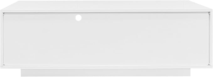 Modern High Gloss LED Coffee Table 47.2-Inch Wooden Center Cocktail Table with Storage & 16 Colors LED Light for Living Room, White