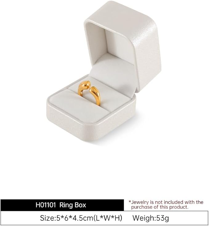 Ring Box Wedding Day, Leather Single Ring Box,Premium Engagement Ring Holder,Luxury Ring Display Case,White Jewelry Box