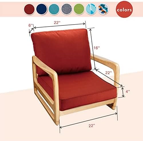 JMGBird Outdoor Cushion Tufted Pillow, Deep Seat Outdoor Chair Cushion 22"x22" Patio Cushions for Outdoor Furniture, Red