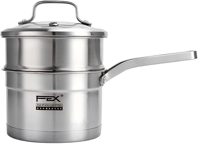 Tri-Ply Stainless Steel Sauce Pan with Steamer Basket & Straining Glass Lid— 2-in-1 Multi-Function Pot for Steaming, Boiling & Simmering — Healthy, Durable, Rust-Resistant, Professional-Grade Cookware