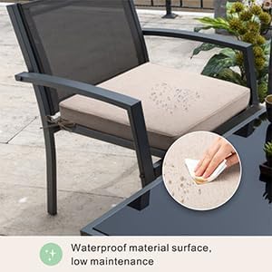 Outdoor Chair Cushions 19 x 19 Inch Set of 2 Water Resistant Seat Cushions with Ties, Outdoor Cushions for Patio Furniture with 3-Year Fade Resistant